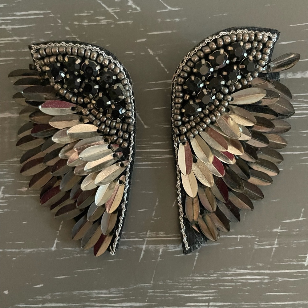 Silver and black earrings
